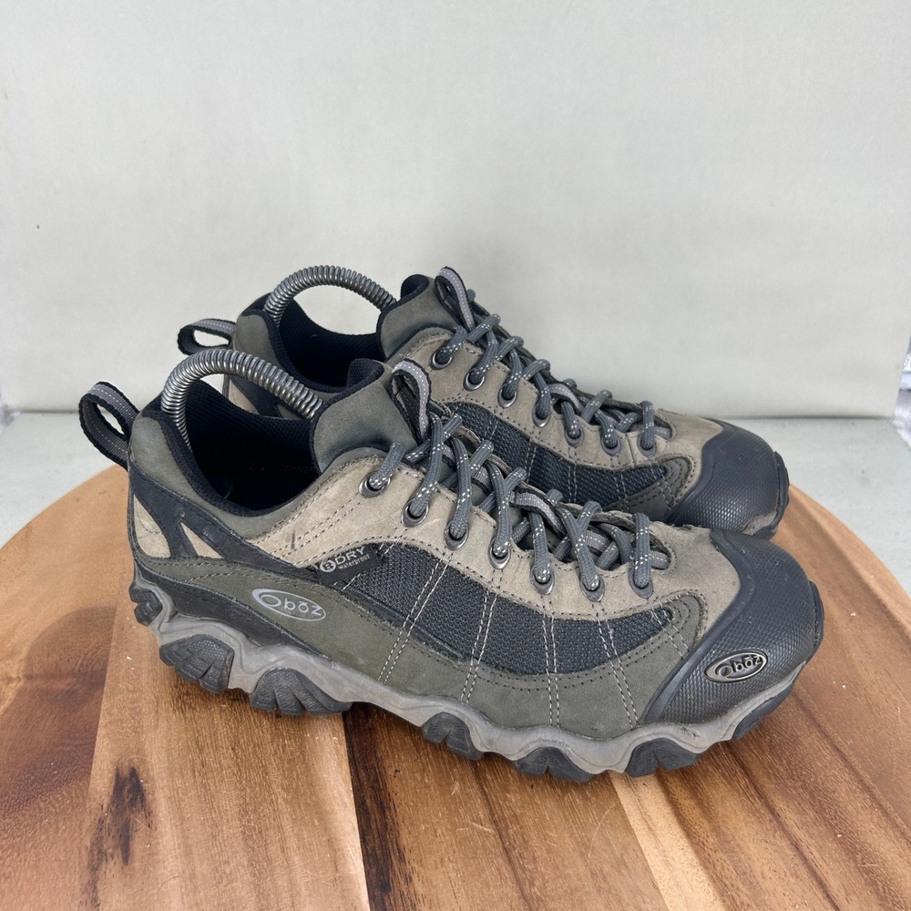 Oboz Firebrand II B-DRY Waterproof Hiking Shoes Mens 8 Gray Black Low Top